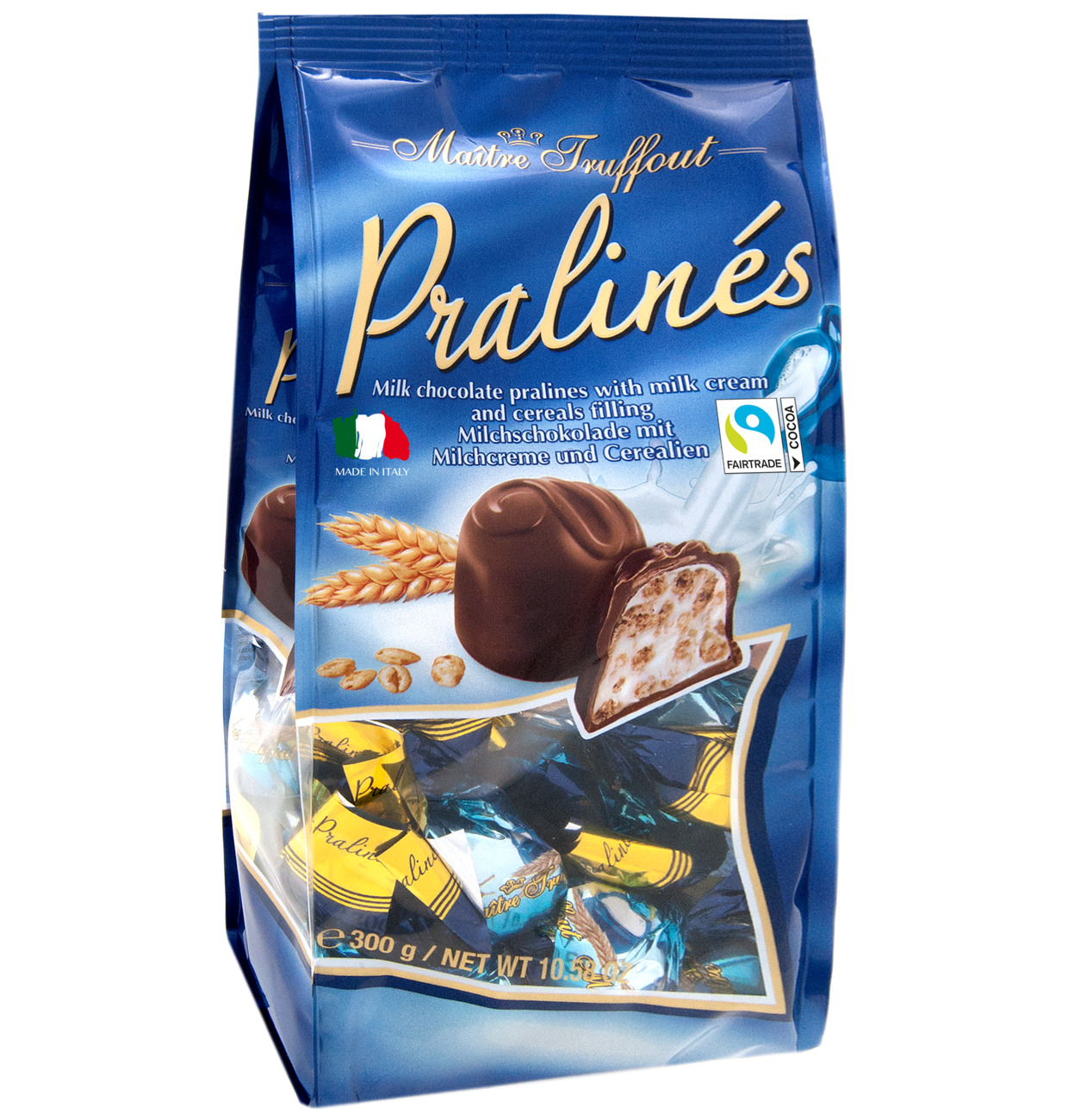 Maitre Truffout Pralines mit Milchschokolade und Ceralien 300g MHD 31.08.26