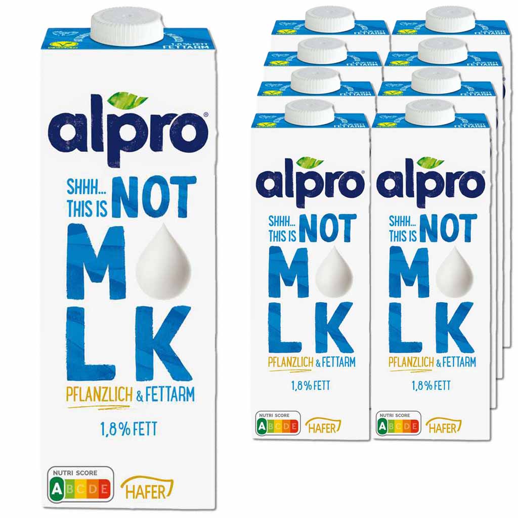 8x Alpro This is not Milk 1,8% Fett 1l Haferdrink - EAN 010541118813501215240610