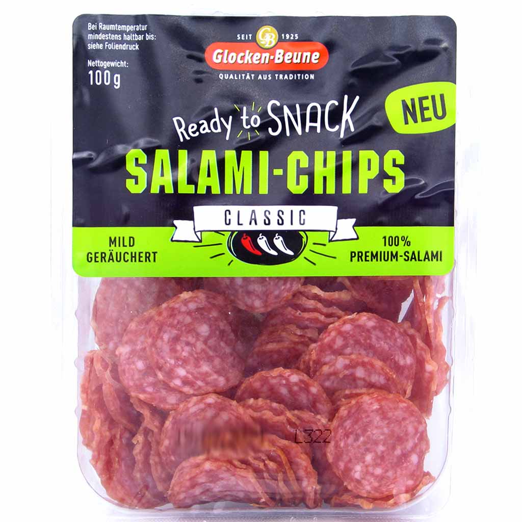 Glocken-Beune Salami-Chips Classic mild geräuchert 100g MHD 12.03.26