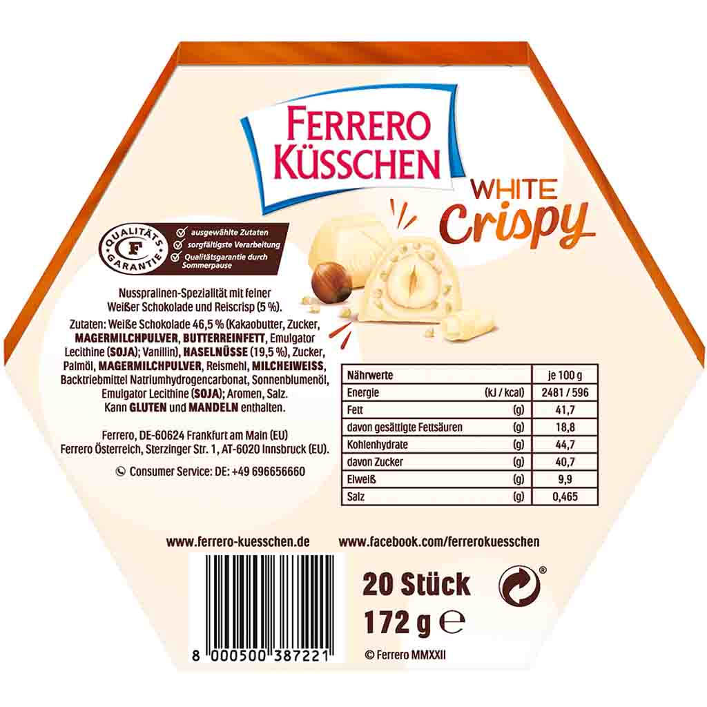 Ferrero Küsschen White Crispy 20er 172g, 8000500387221