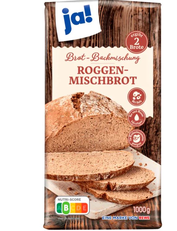 Ja! Brot-Backmischung, Roggenmischbrot mit Hefe 1000g MHD 17.06.26