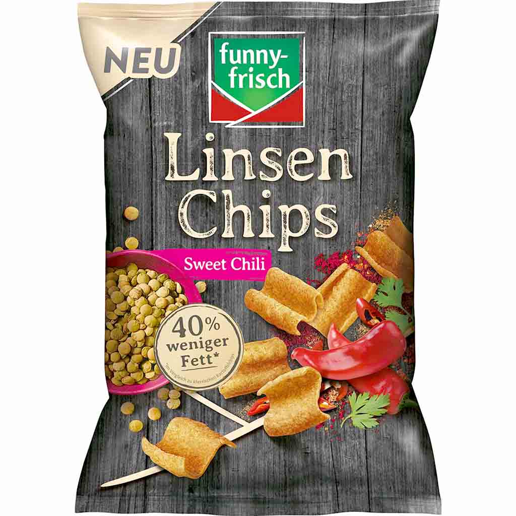 funny frisch Linsen Chips Sweet Chili 90g MHD 22.12.25