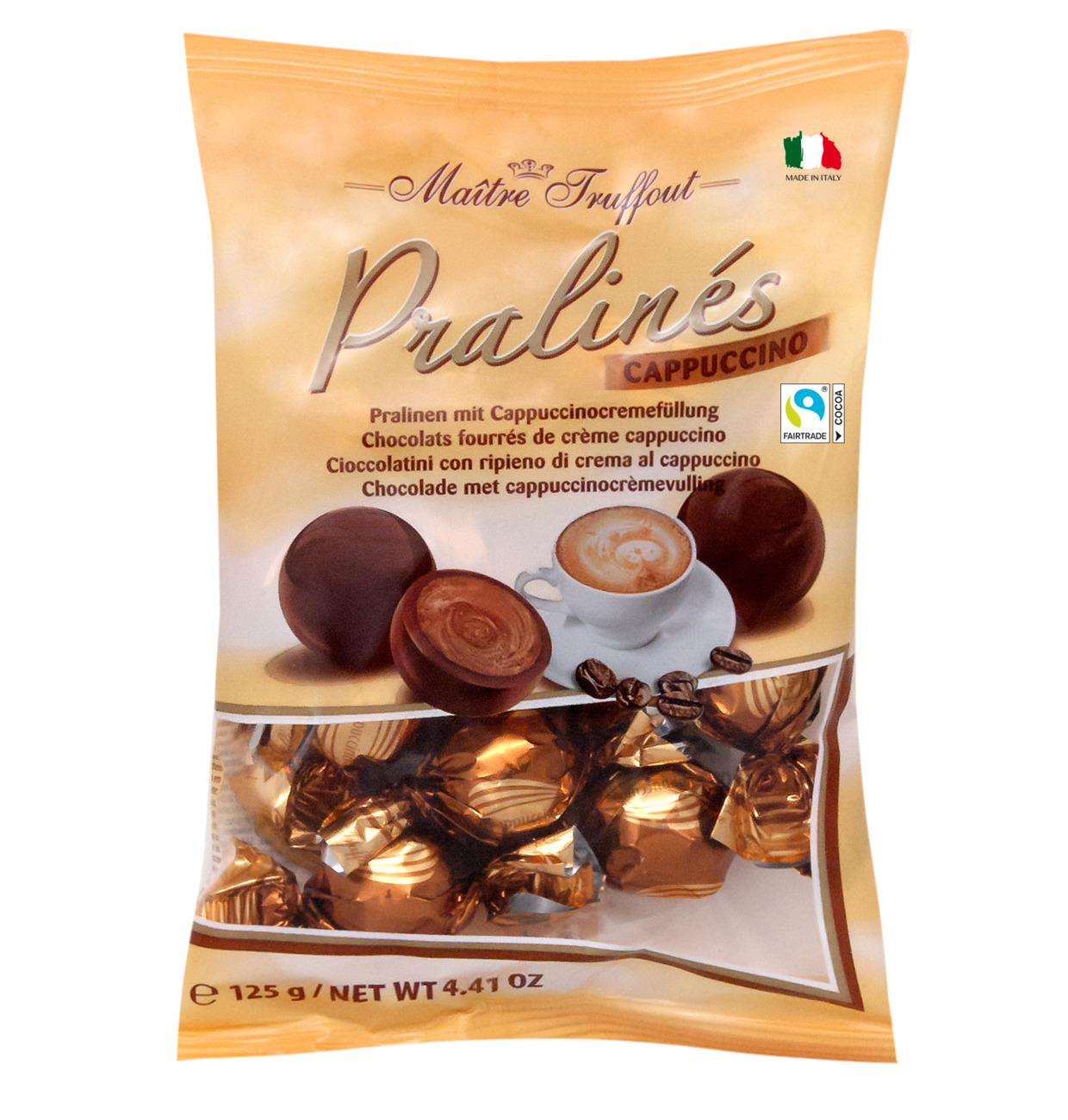 Maitre Truffout Pralinen Milchschokolade mit Cappuccinocremefüllung 125g MHD 31.07.25