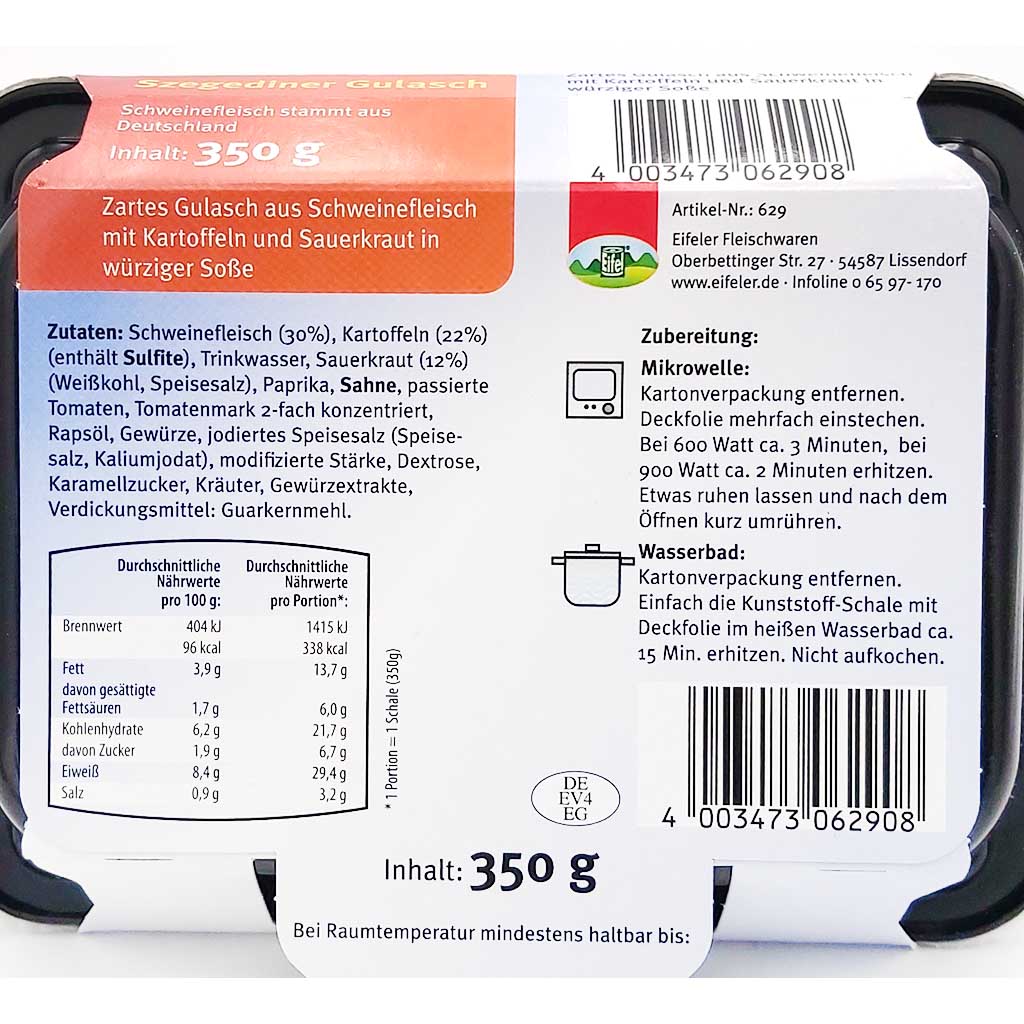 Szegediner Gulasch mit Kartoffel und Sauerkraut 350g  mr. fix