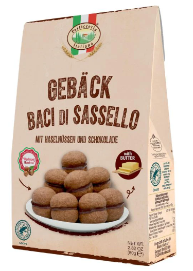Pasticceria Italiana Baci di Sassello - Gebäck mit Haselnüssen und Schokolade MHD 31.05.26