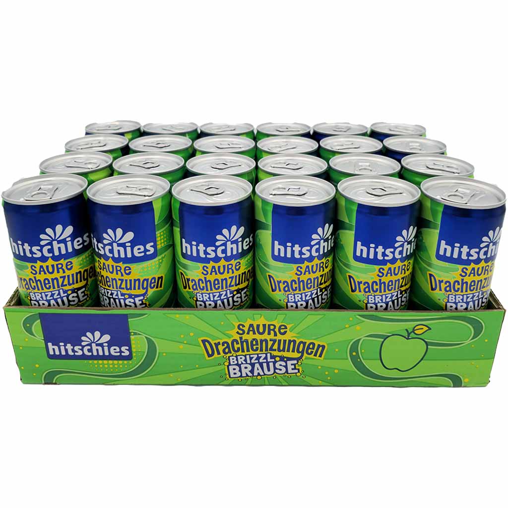 Hitschies Saure Drachenzungen brizzl Brause Apfel DOSE 24x250ml = 6L MHD 30.04.26