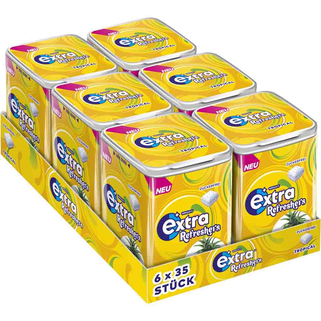 Wrigleys Extra Refreshers Tropical 35er zuckerfrei 6x78g=468g MHD 15.07.26