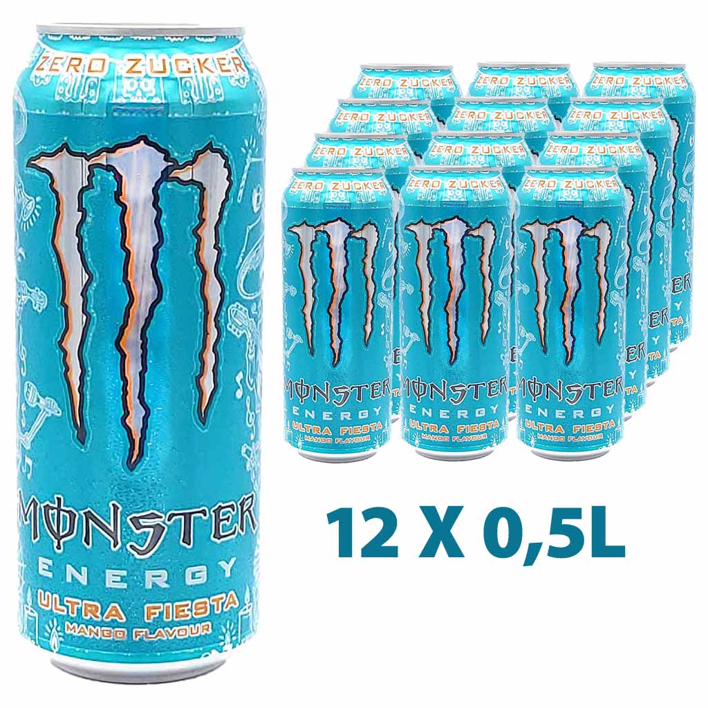 12x Monster Energy Ultra Fiesta Zero DOSE je 12x500ml = 6L,  5060751212256, 5060751212249