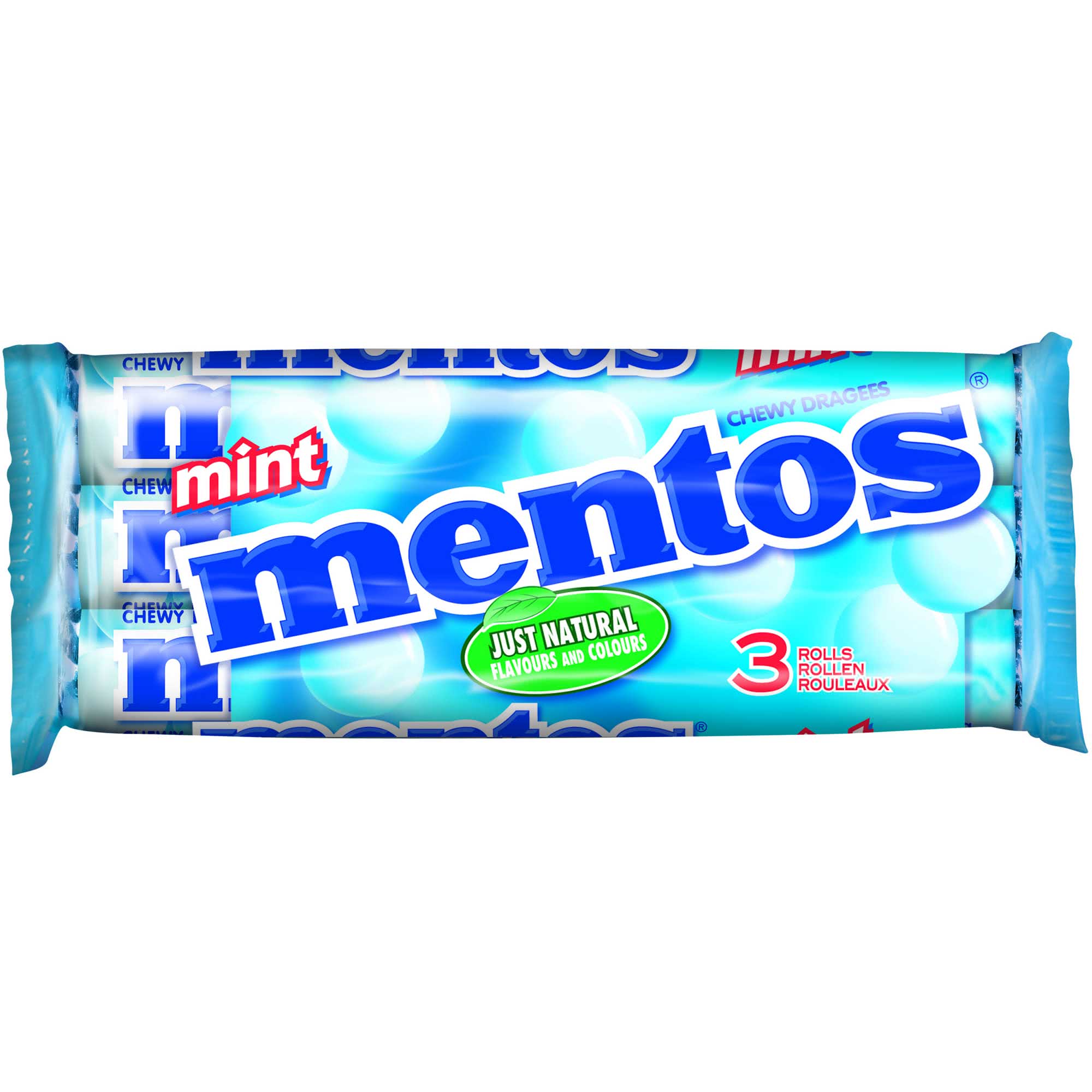 Mentos Kaubonbon Mint Rollen 3x38g=114g MHD 30.10.27