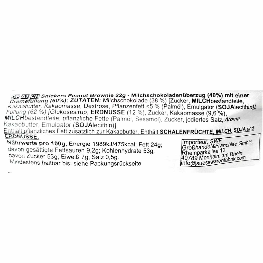 Snickers Peanut Brownie Bar 24x24g = 576g, 8902433008177, 8902433008160, Label