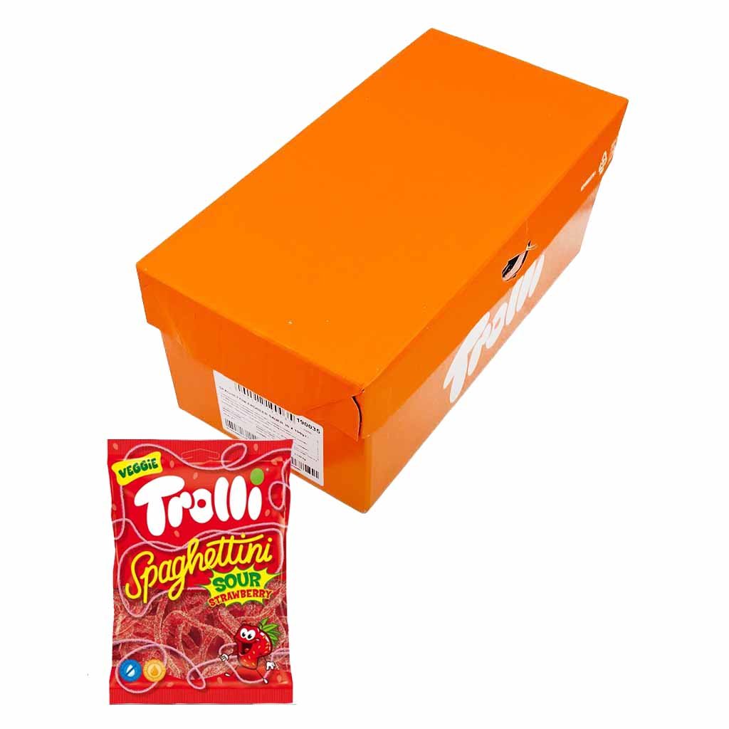 Trolli Spaghettini Sour Strawberry 30x100g = 3kg MHD 13.07.27