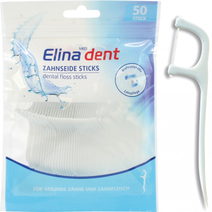 Zahnseidesticks Elina 8cm 50er wiederverschliessbarer Beutel