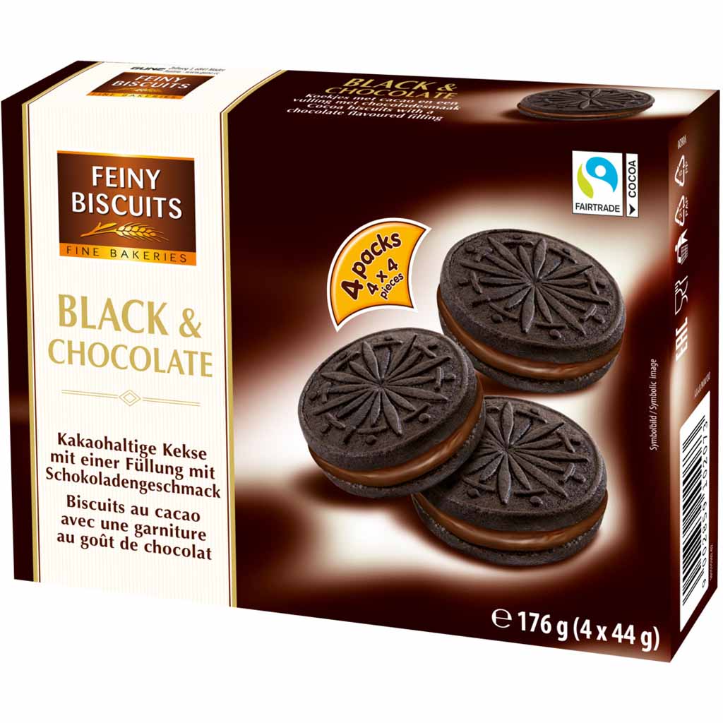 Feiny Biscuits Black & Chocolate Doppelkekse 176g MHD 30.05.26