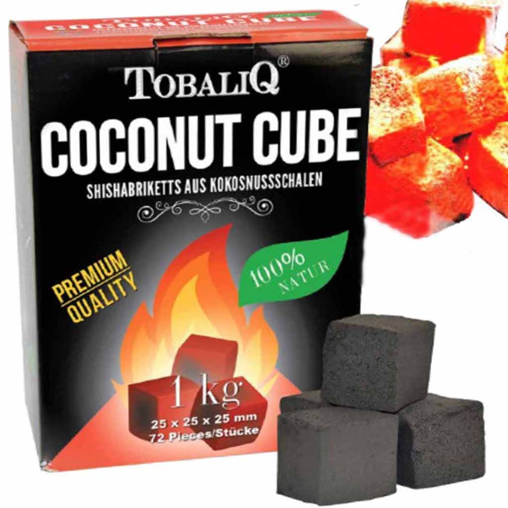 TobaliQ Shisha Kohle aus Kokosnussschalen 72 Stück 1000g