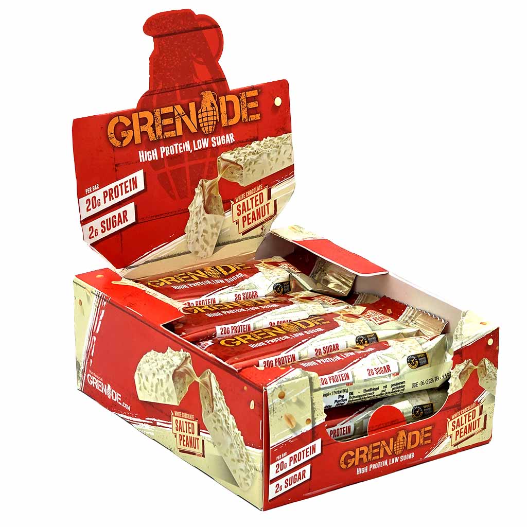 Grenade Proteinriegel White Chocolate Salted Peanut 12x60g = 720g MHD 30.06.26