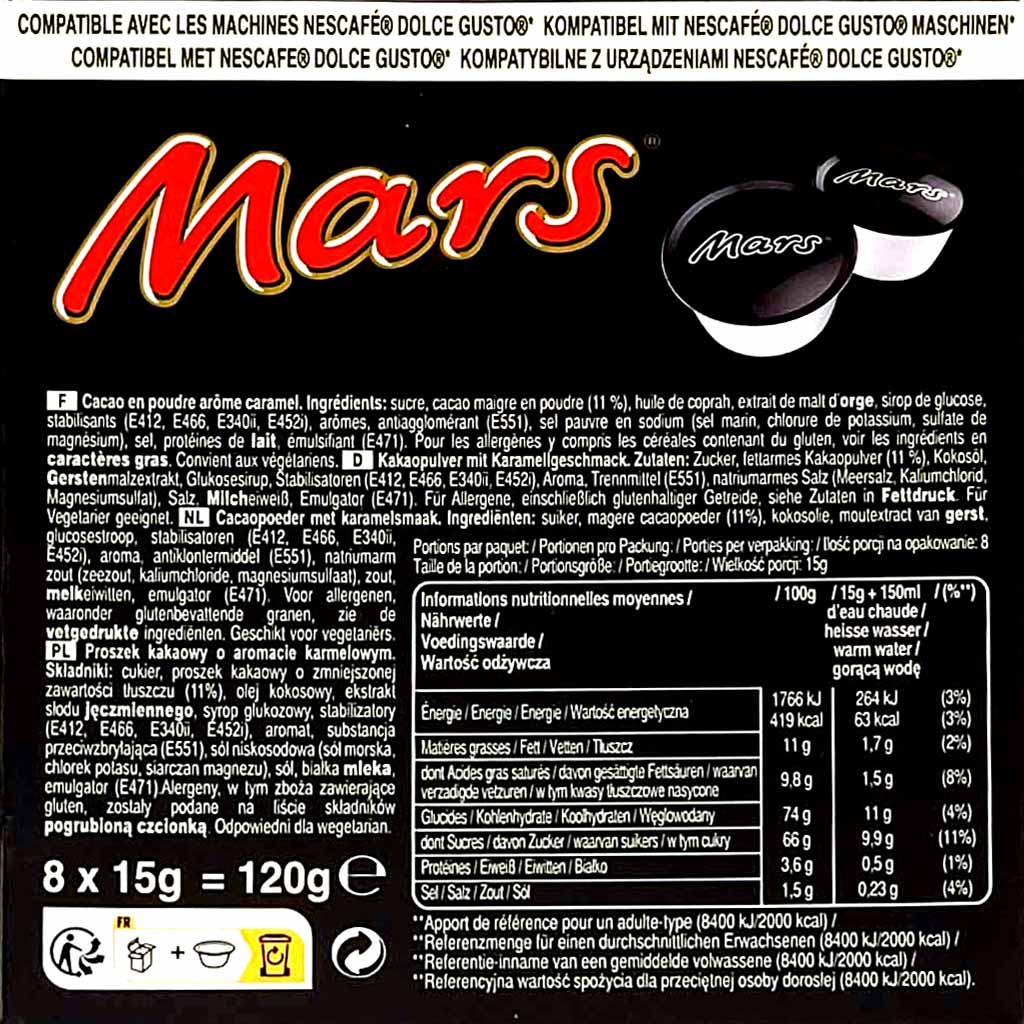 Mars Dolce Gusto Kapseln 8 Tassen 120g