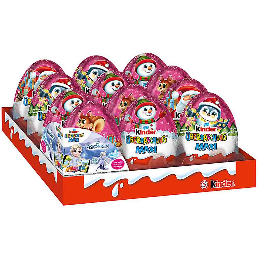 Kinder Überraschung Maxi rosa-Ei Weihnachten 12x100g=1200g MHD 20.04.26