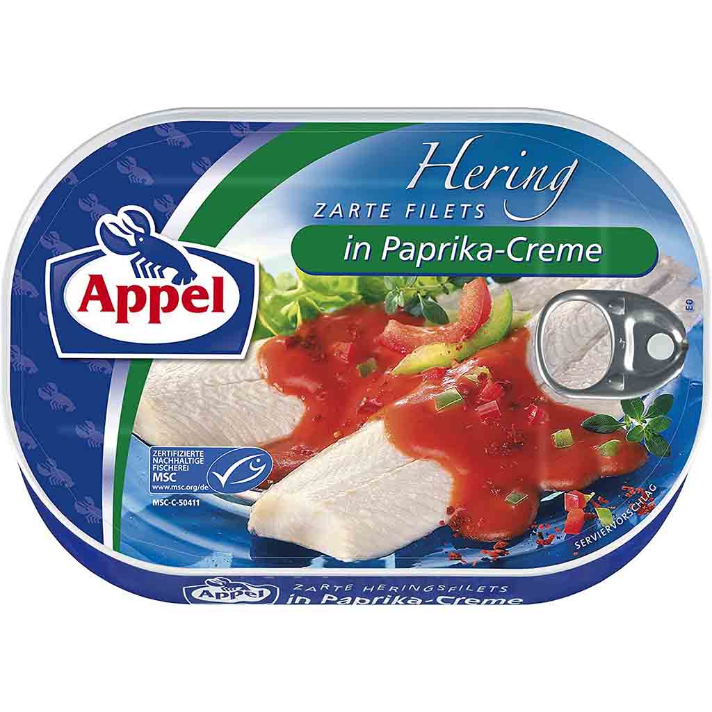 Appel Heringsfilets in Paprika-Creme 2-te Sortierung 200g MHD 09.04.29