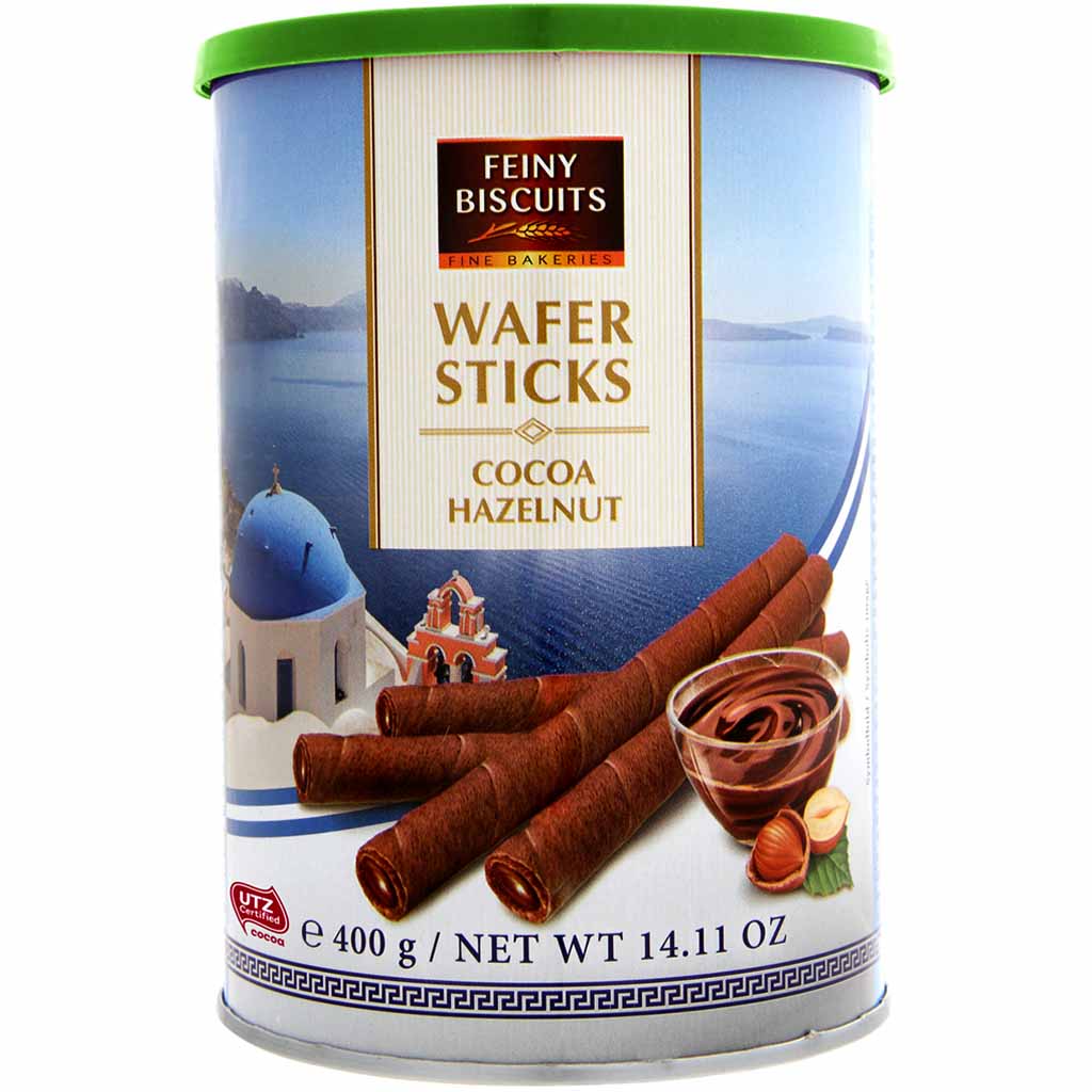 Feiny Biscuits Waffelröllchen mit Kakao-Haselnusscreme 400g MHD 27.04.27