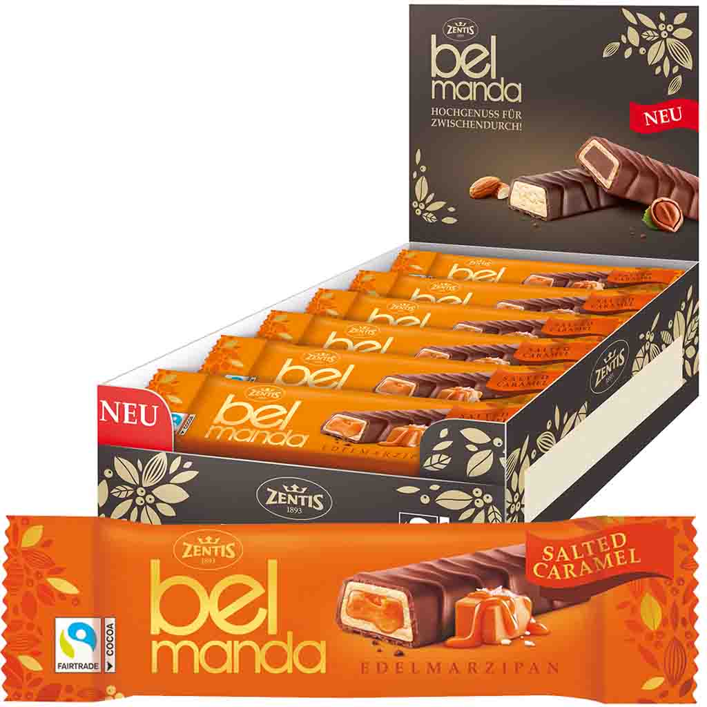 Zentis Belmanda Marzipan Salted Caramel Riegel 18x40g=720g MHD 31.08.26