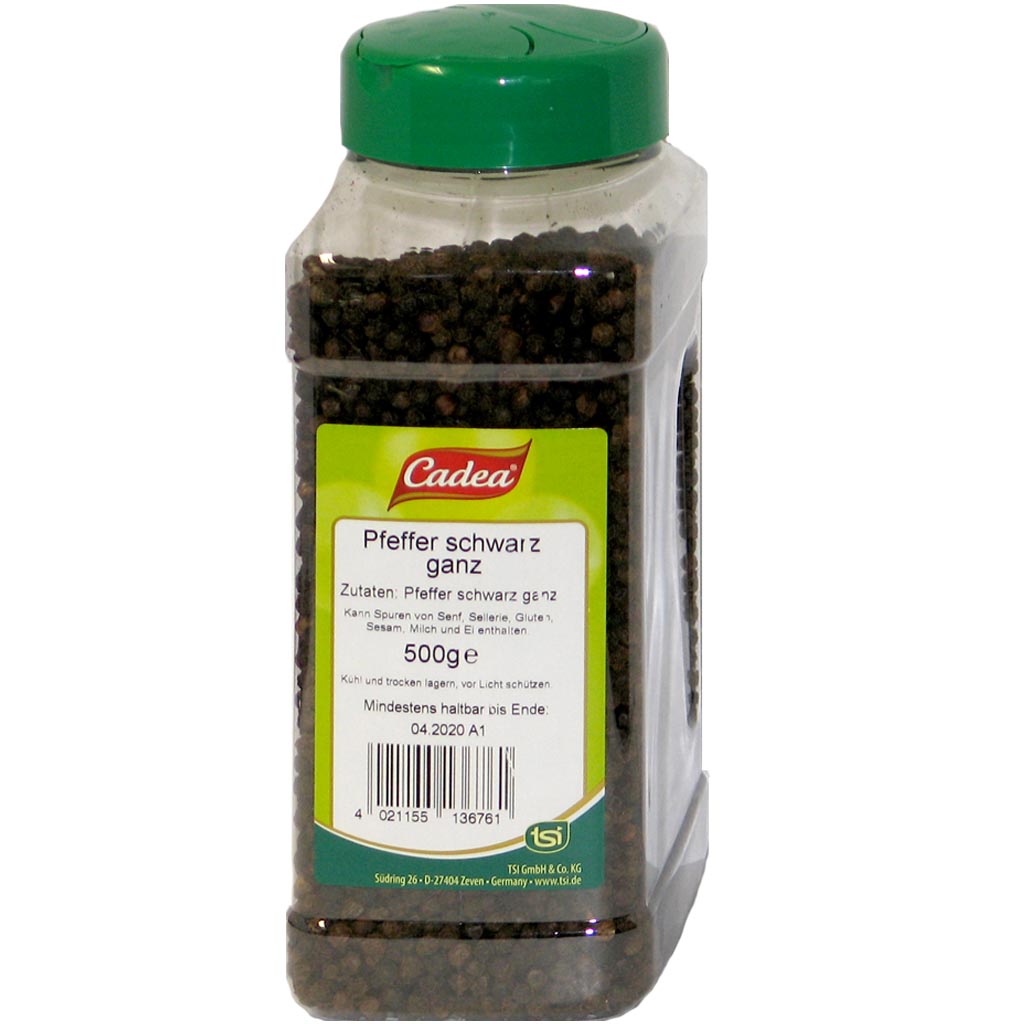 Cadea Gewürze Pfeffer schwarz ganz 500g MHD 30.05.27