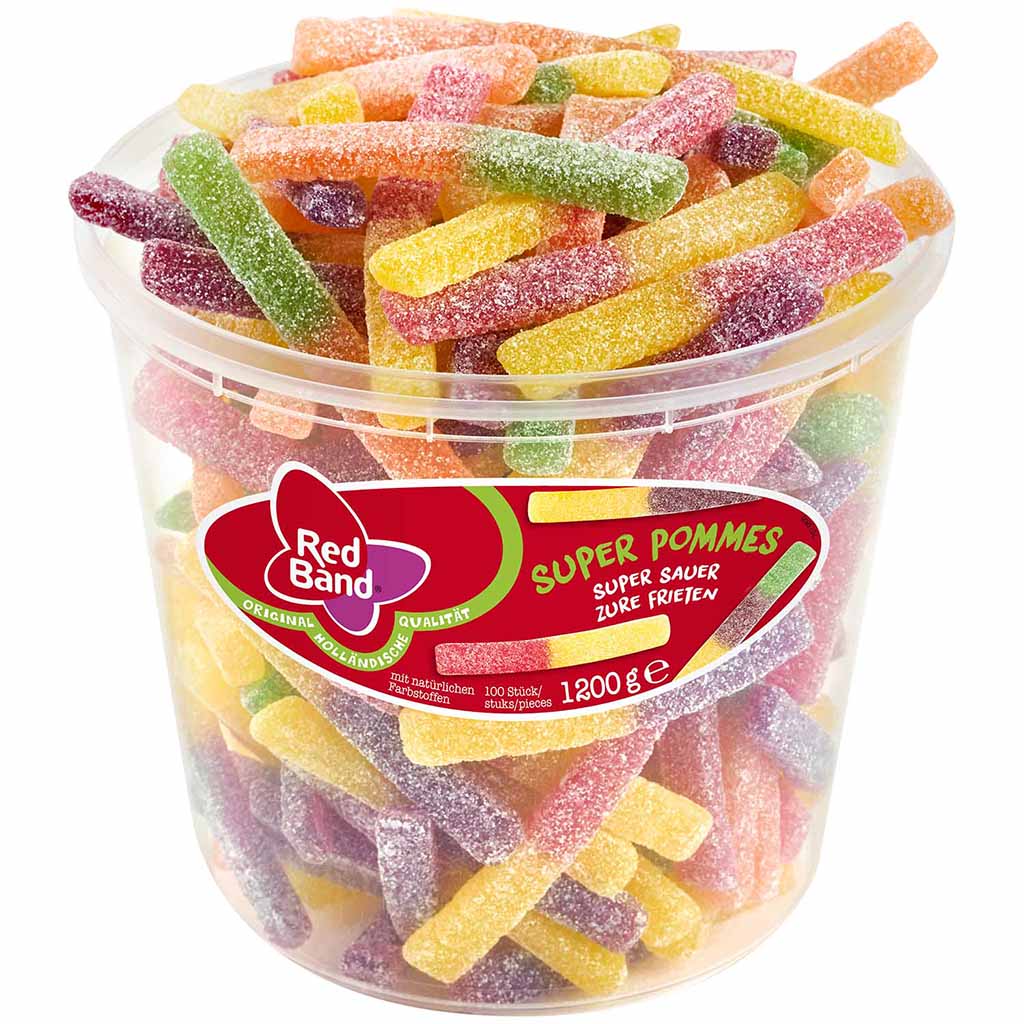Red Band Fruchtgummi Super Pommes super sauer 1200g MHD 19.02.27