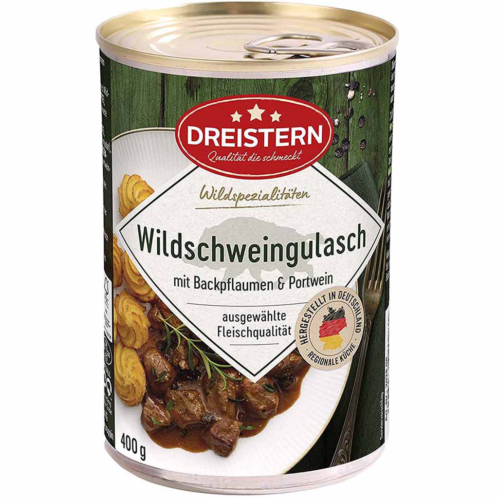 Dreistern Wildschweingulasch mit Backpflaumen & Portwein 400g
