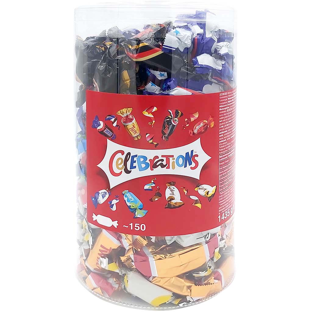 Celebrations Catering Box 1435g ca. 150 Pralinen Blisterbox Mars, Snickers, Bounty, Milky Way, Twix, Galaxy, Galaxy Caramel, Maltesers