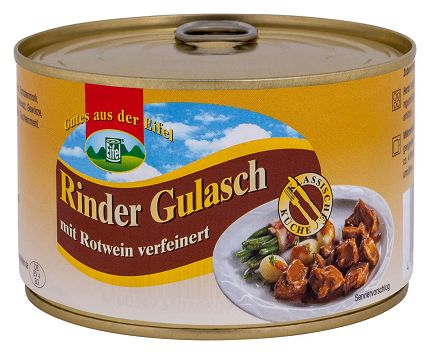 Eifeler Rindergulasch mit Rotwein verfeinert 400g MHD 14.08.28