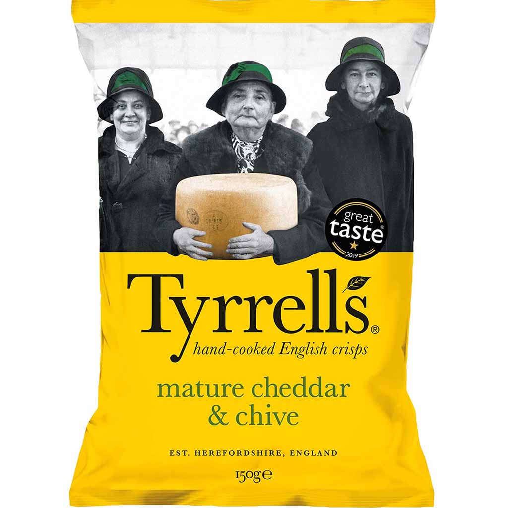 Tyrrells mature cheddar & chive 150g MHD 23.02.26
