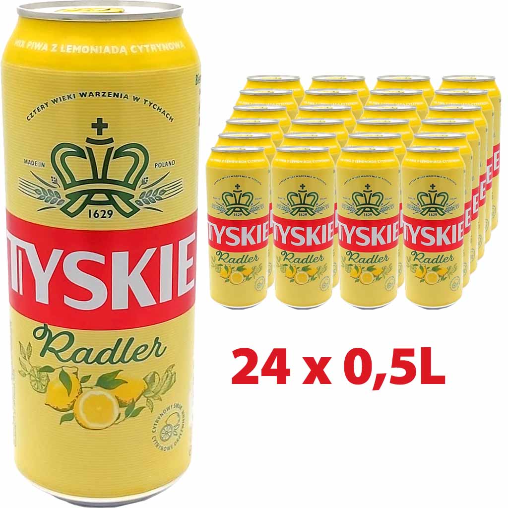 24x Tyskie Radler 0,5 l Dose Biermischgetränk mit Zitronenlimonade MHD 06.05.26