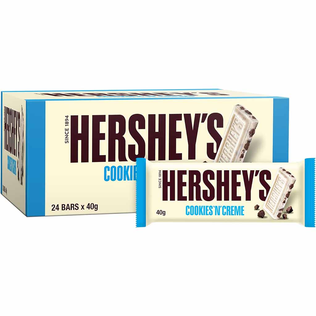 Hersheys Cookies N Creme Weisse Schokolade Riegel 24x40g=960g MHD 31.07.26
