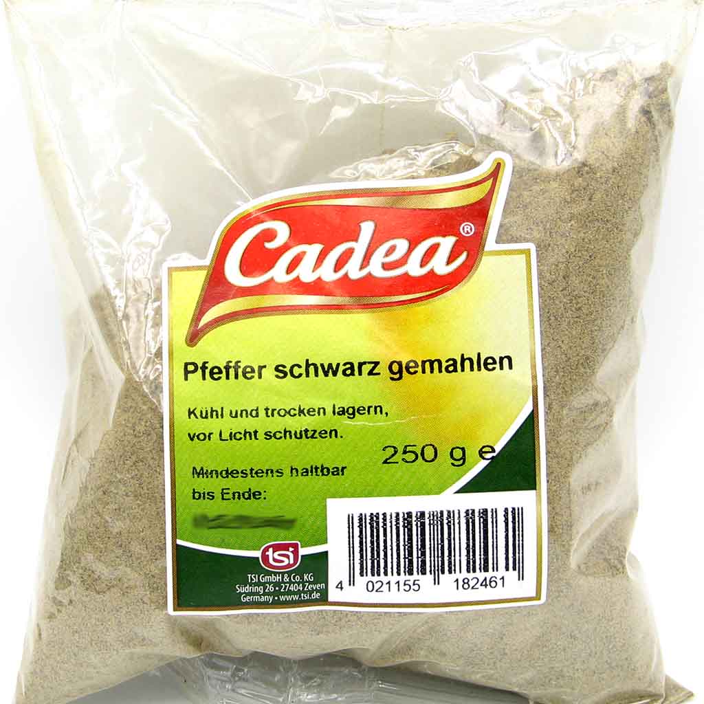 Cadea Gewürze Pfeffer schwarz gemahlen 250g MHD 30.08.27