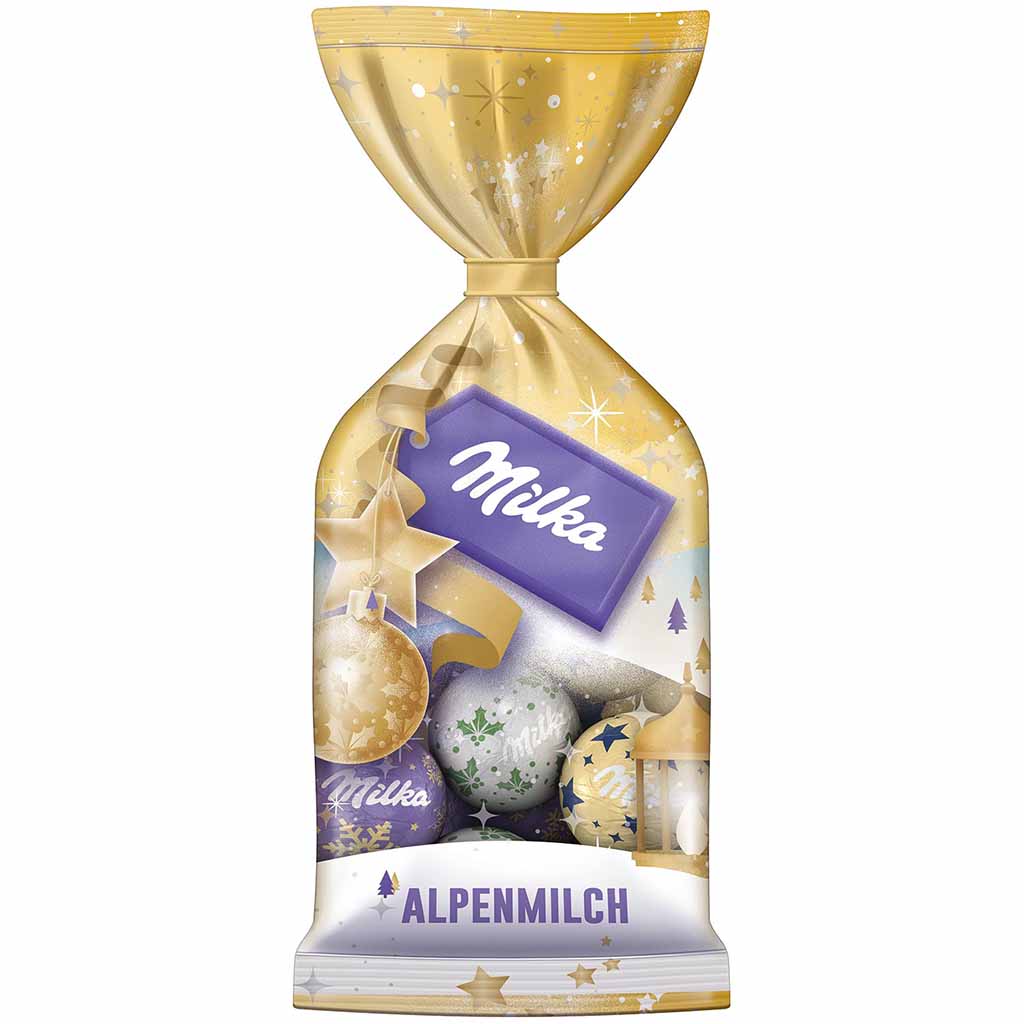 Milka Weihnachts-Kugeln Alpenmilch Design Edition 100g MHD 31.03.26