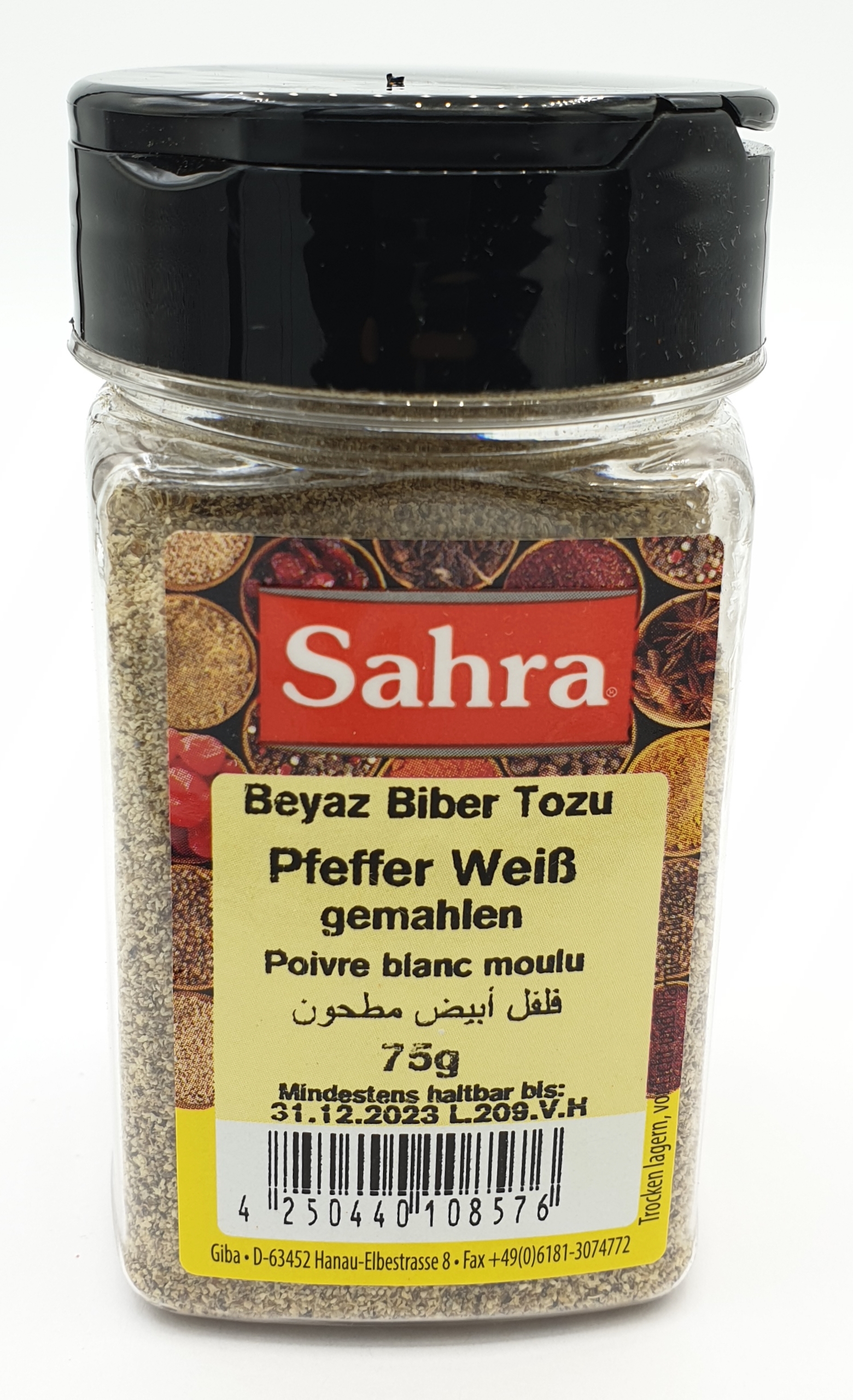 Sahra Weißer Pfeffer gemahlen 75g MHD 30.06.27