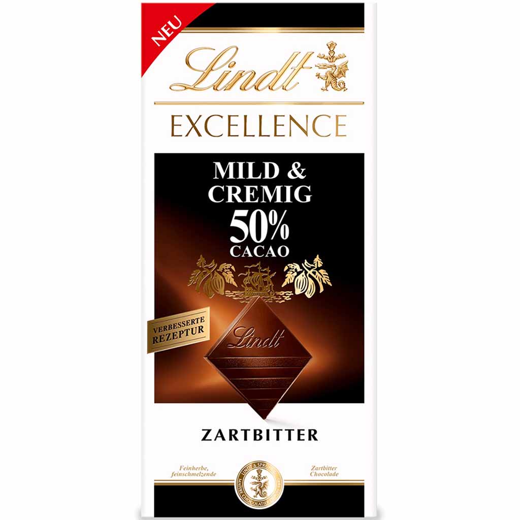 Lindt EXCELLENCE Mild & Cremig 50% Cacao 100g MHD 30.07.26