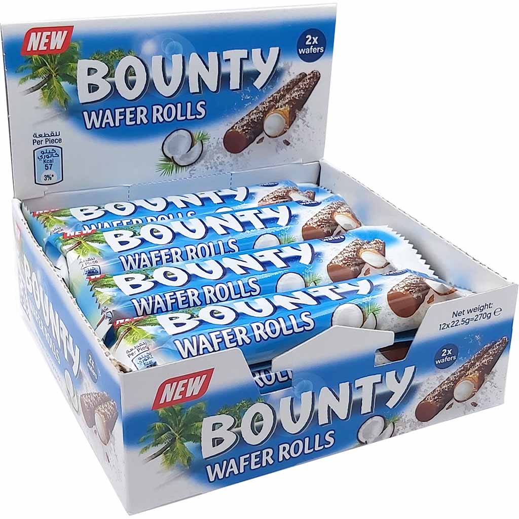 Bounty Wafer Rolls 12x22,5g=270g MHD 02.01.26