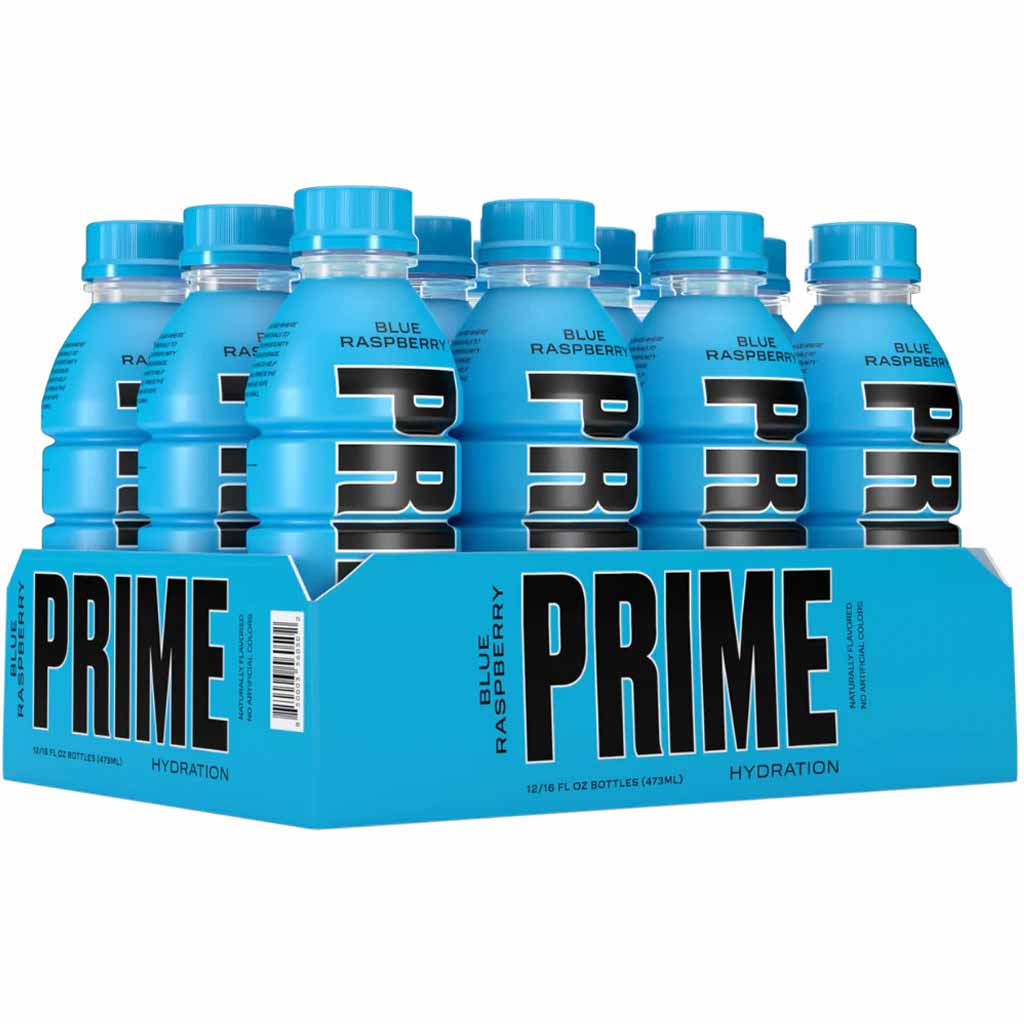 12x PRIME Hydration Blue Raspberry PET á 0,5L=6L MHD 30.05.26