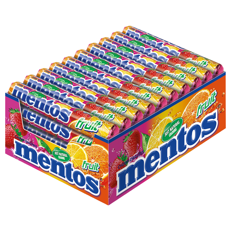 Mentos Dragees Fruit 40x38g=1520g MHD 30.03.28