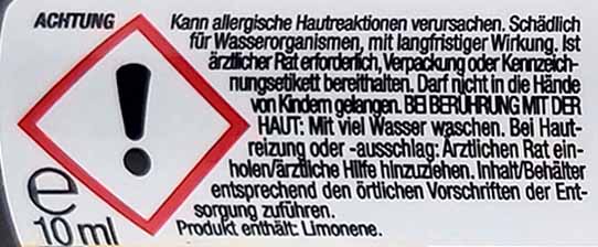 Duftöl  Mandarine10ml  Hinweis