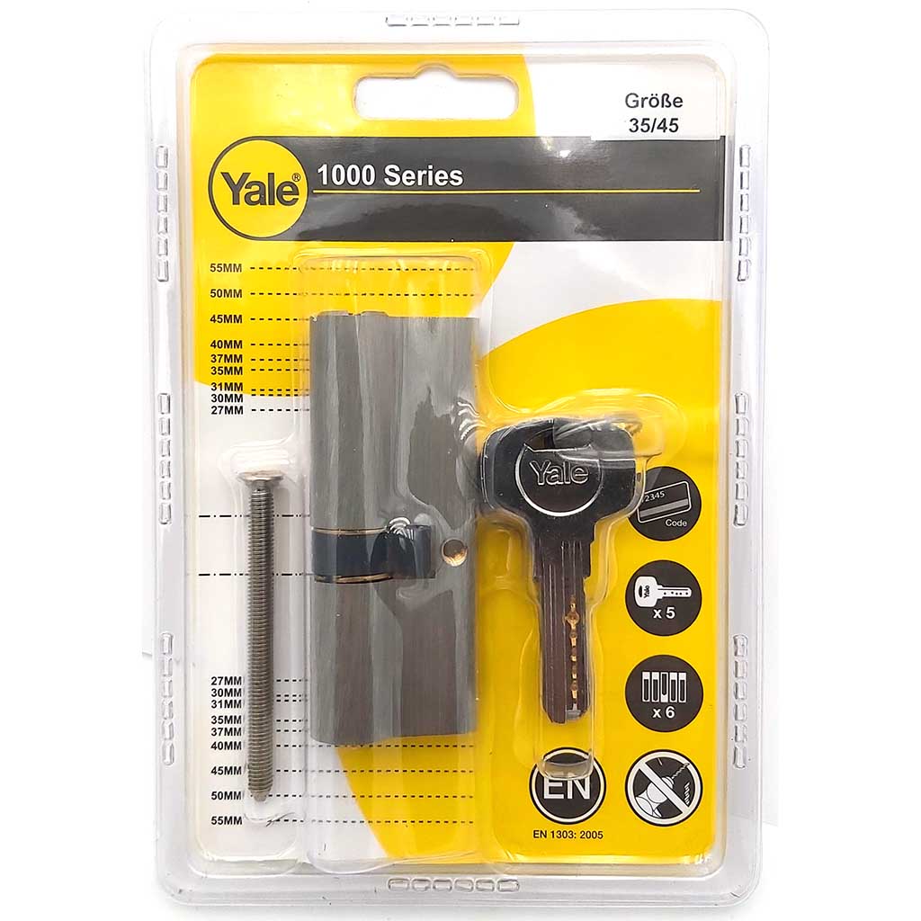 Yale Schliesszylinder mit 5 Schlüsseln 35/45 Serie 1000