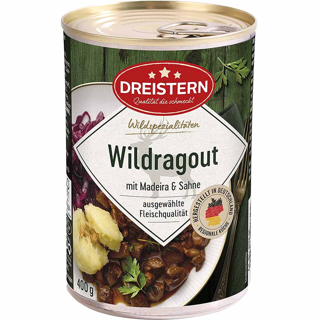 Dreistern Wildragout mit Madeira & Sahne 400g MHD 02.09.28