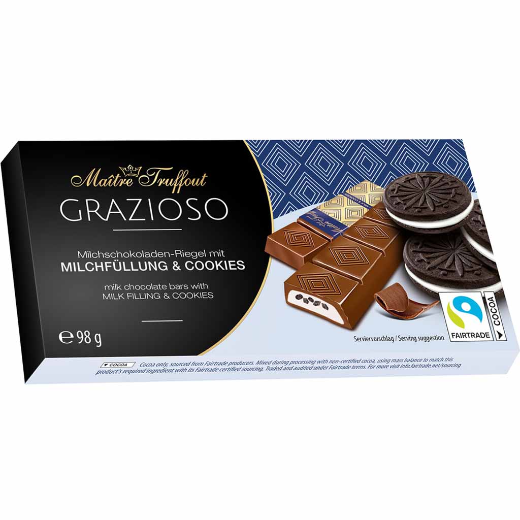 Maître Truffout Grazioso Milchfüllung & Cookies 98g MHD 20.07.26