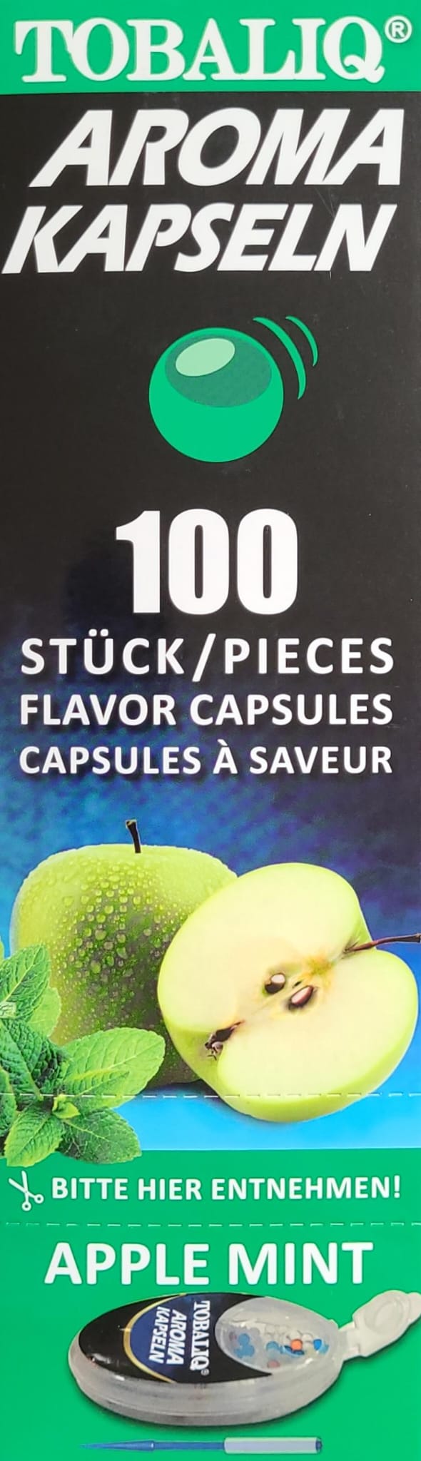 Aroma Kapseln für Ihre Zigarette 12x100 Stück=1200 Stück  Apfel Minze Geschmack