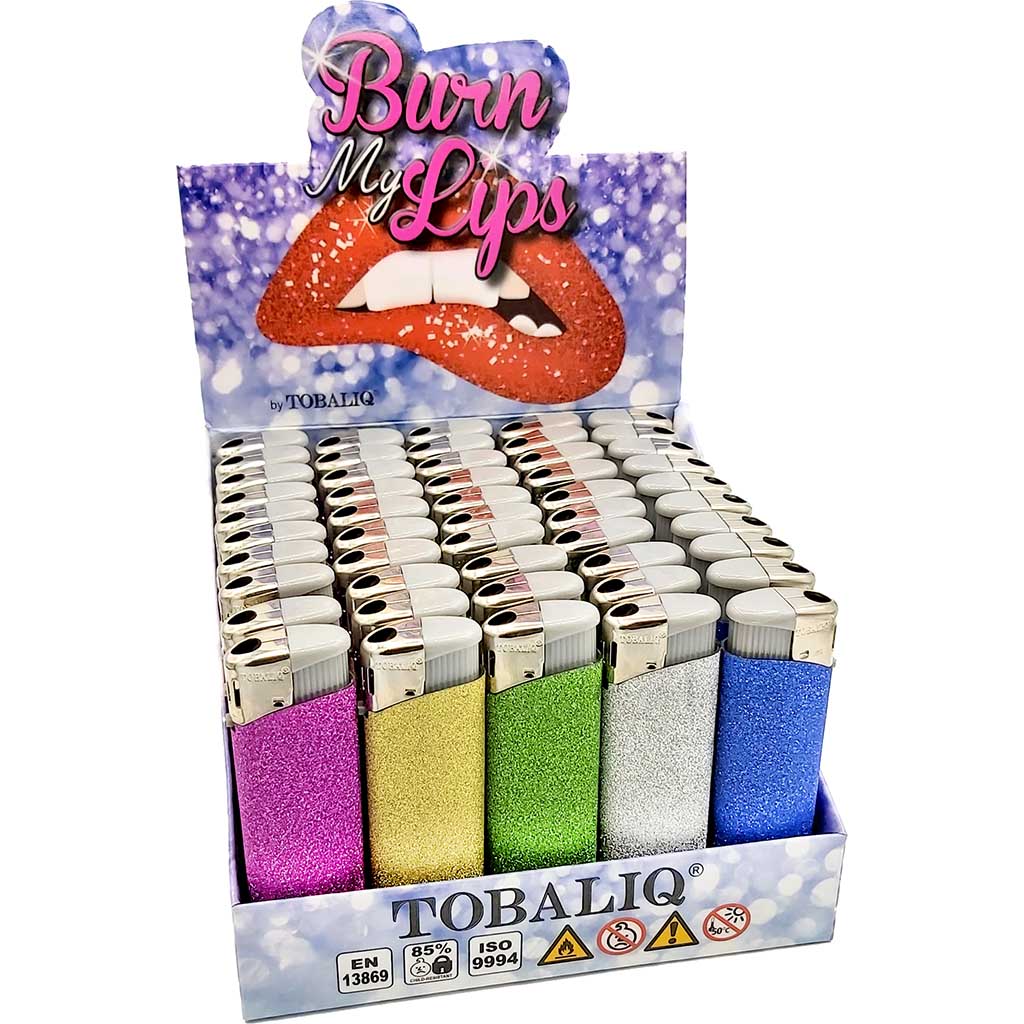 50x TobaliQ Elektronik Feuerzeug Burn my Lips im Thekendisplay 40189