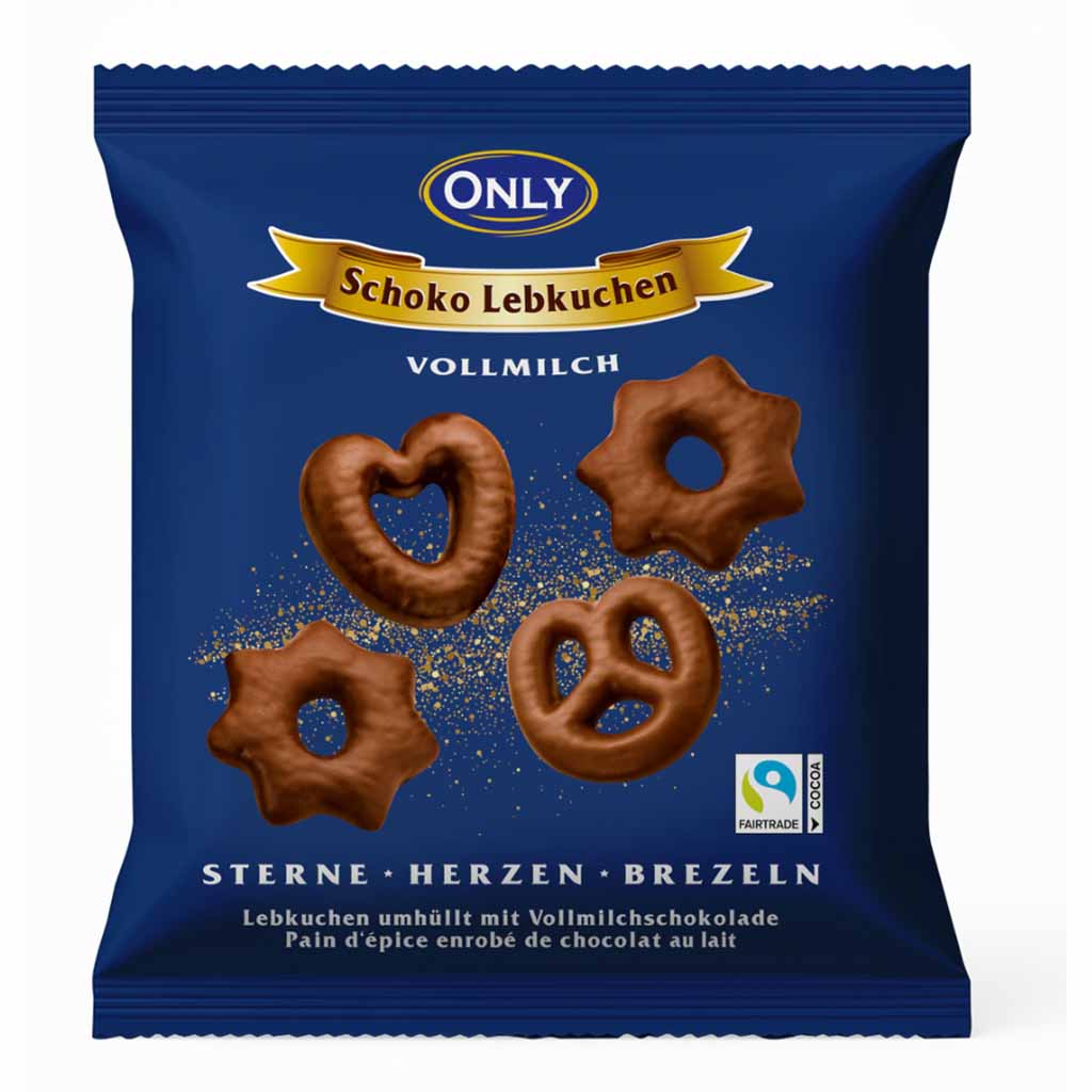 Only Lebkuchen mit Vollmilchschokolade Sterne-Herzen-Brezeln 400g MHD 30.07.26