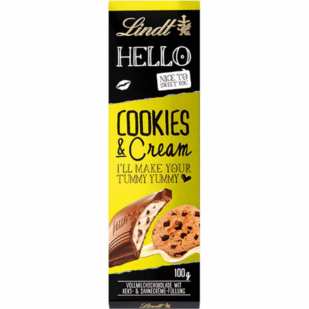 Lindt Hello Cookies & Cream Tafelschokolade 100g MHD 30.01.26