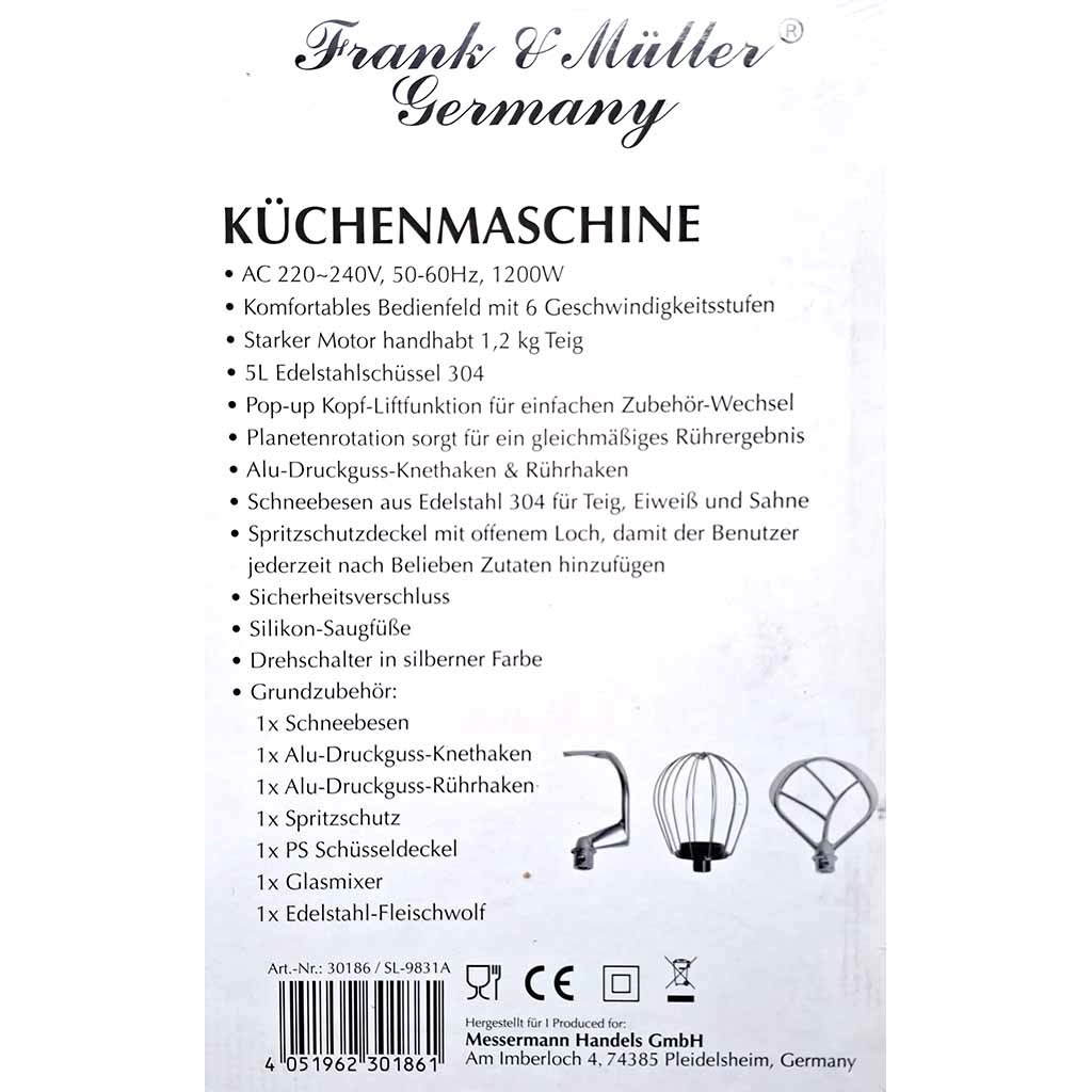 Multi Funktions Küchenmaschine Frank und Müller Schwarz