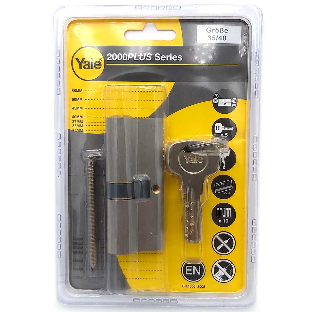 Yale Schliesszylinder mit 5 Schlüssel 35/40 2000 Plus Serie front