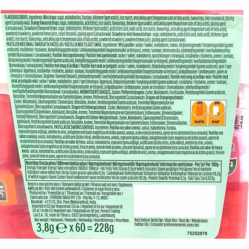 tic tac Travels Fruit Mini Box 60x3,8g= 228g